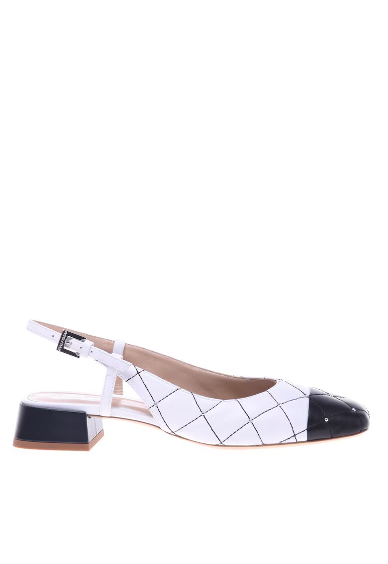 Baldinini Balerini slingback de piele - Alb/Negru