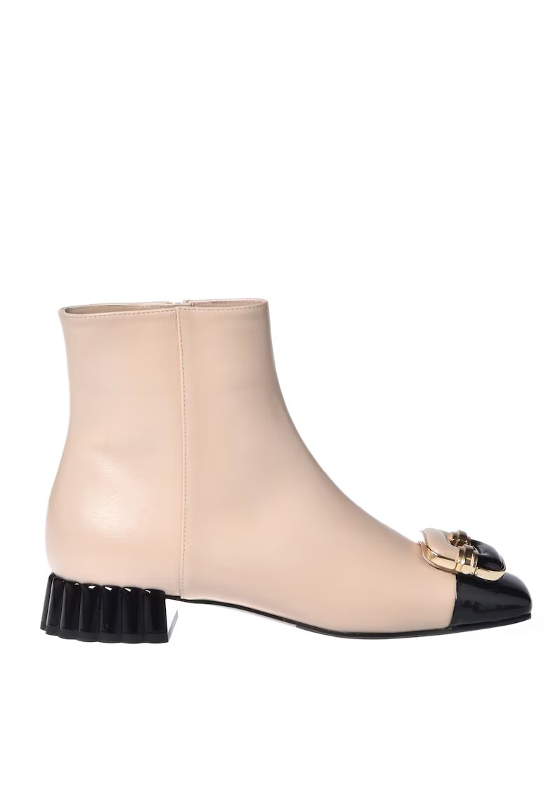 Baldinini Botine din piele cu varf patrat - Negru