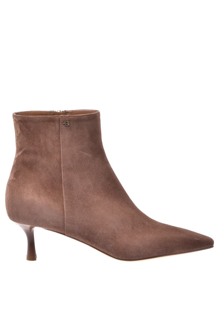 Baldinini Botine din piele intoarsa cu fermoar - Maro taupe