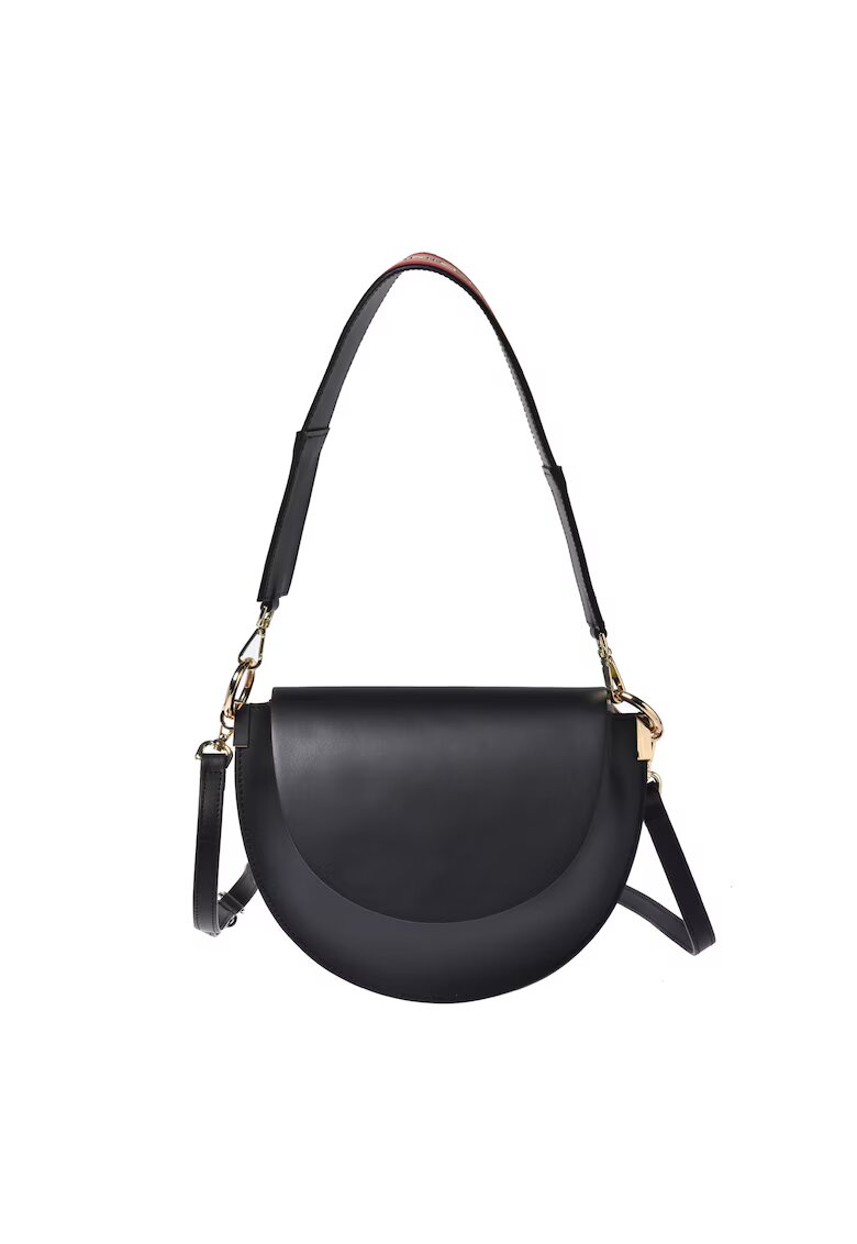 Baldinini Geanta crossbody din piele cu clapa - Negru