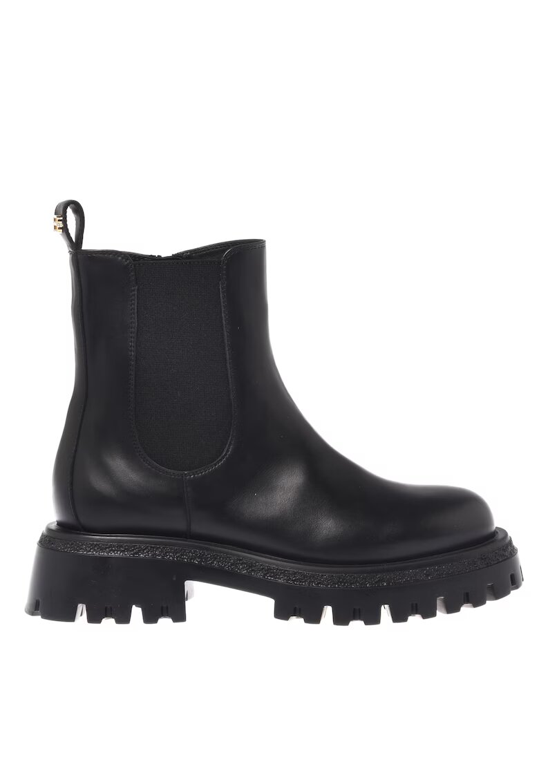 Baldinini Ghete din piele cu garnitura din material textil - Negru