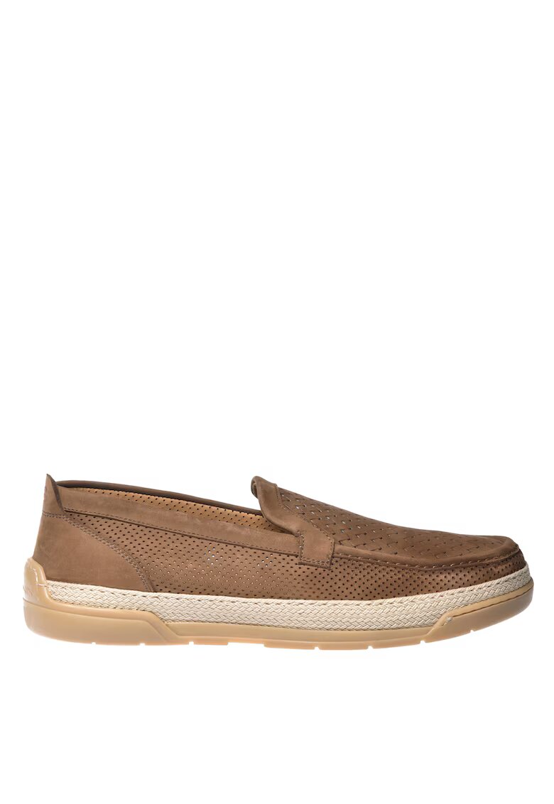 Baldinini Mocasini din piele nabuc cu design perforat - Caramel