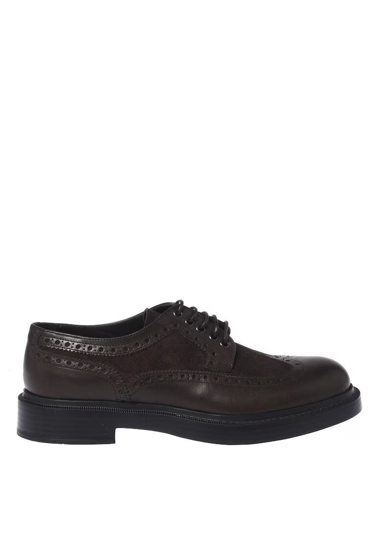 Baldinini Pantofi brogue din piele si piele intoarsa - Maro