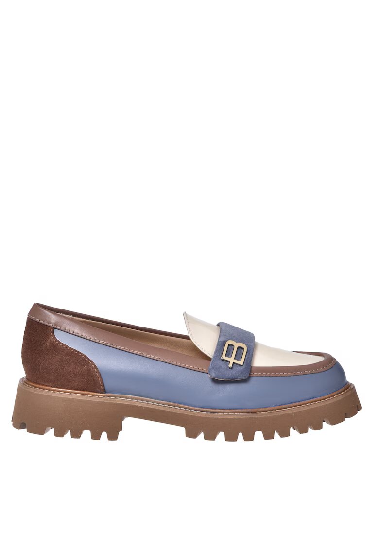 Baldinini Pantofi loafer din piele cu garnituri contrastante - Bleumarin
