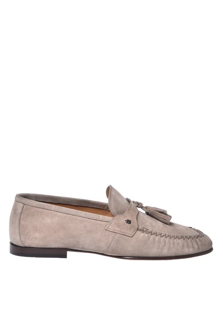 Baldinini Pantofi loafer din piele intoarsa cu canafi - Bej deschis