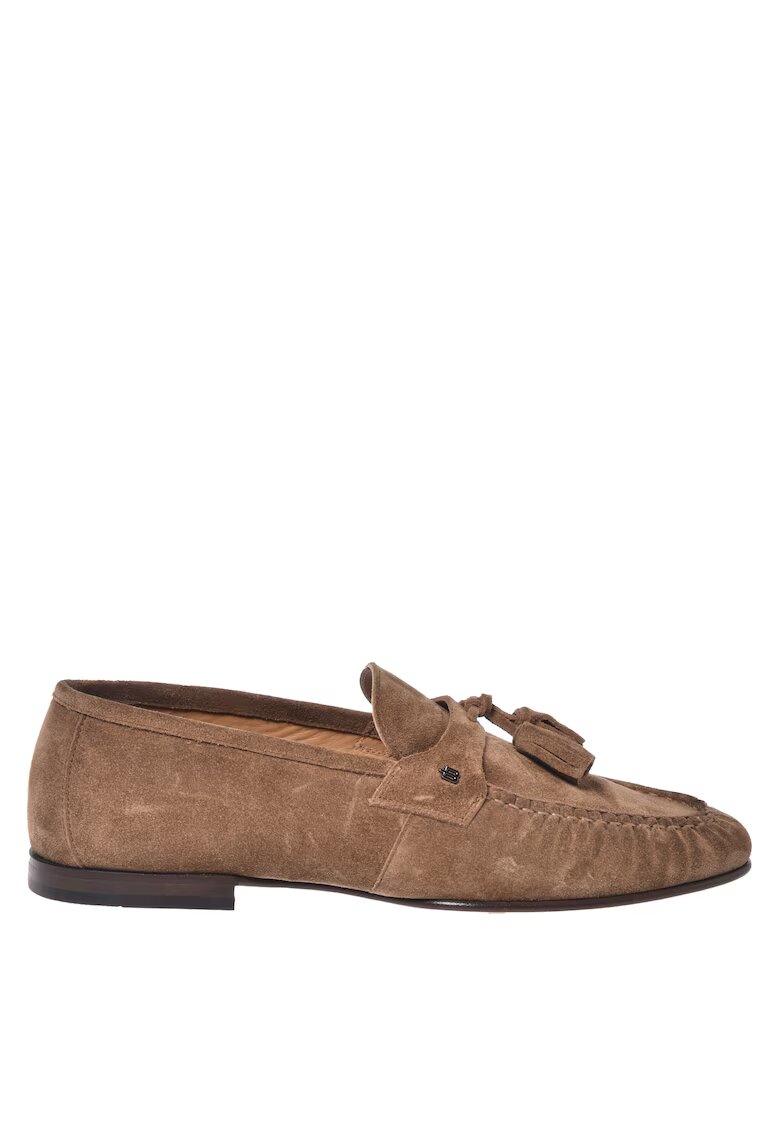 Baldinini Pantofi loafer din piele intoarsa cu canafi - Caramel