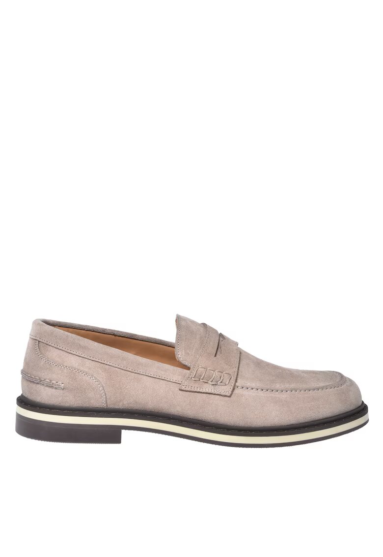 Baldinini Pantofi loafer din piele intoarsa cu model uni - Bej deschis