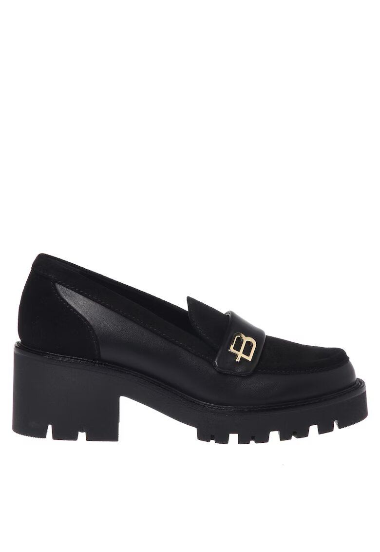 Baldinini Pantofi loafer din piele si piele intoarsa - Negru