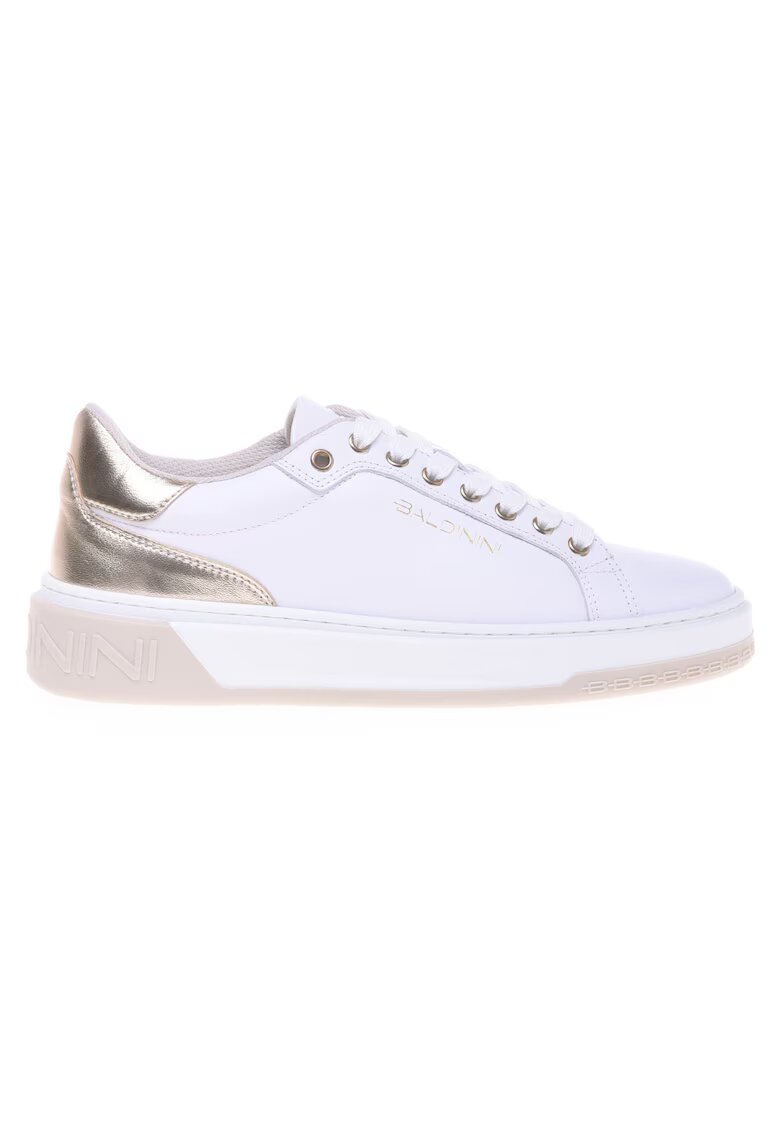 Baldinini Pantofi sport de piele cu accente metalizate - Alb
