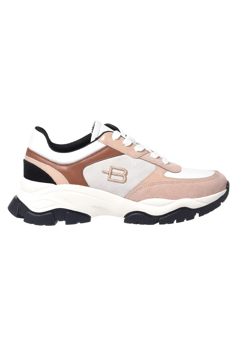 Baldinini Pantofi sport din piele cu garnituri din piele intoarsa - Crem