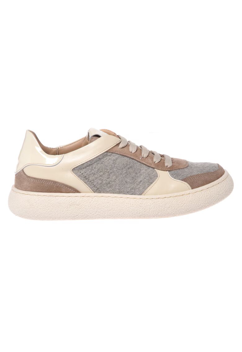 Baldinini Pantofi sport din piele cu insertii din material textil - Bej