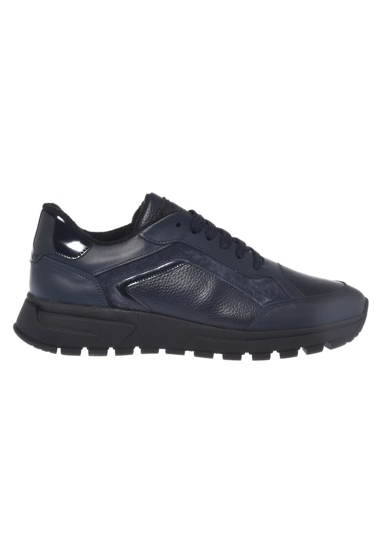 Baldinini Pantofi sport din piele cu segmente din piele intoarsa - Albastru
