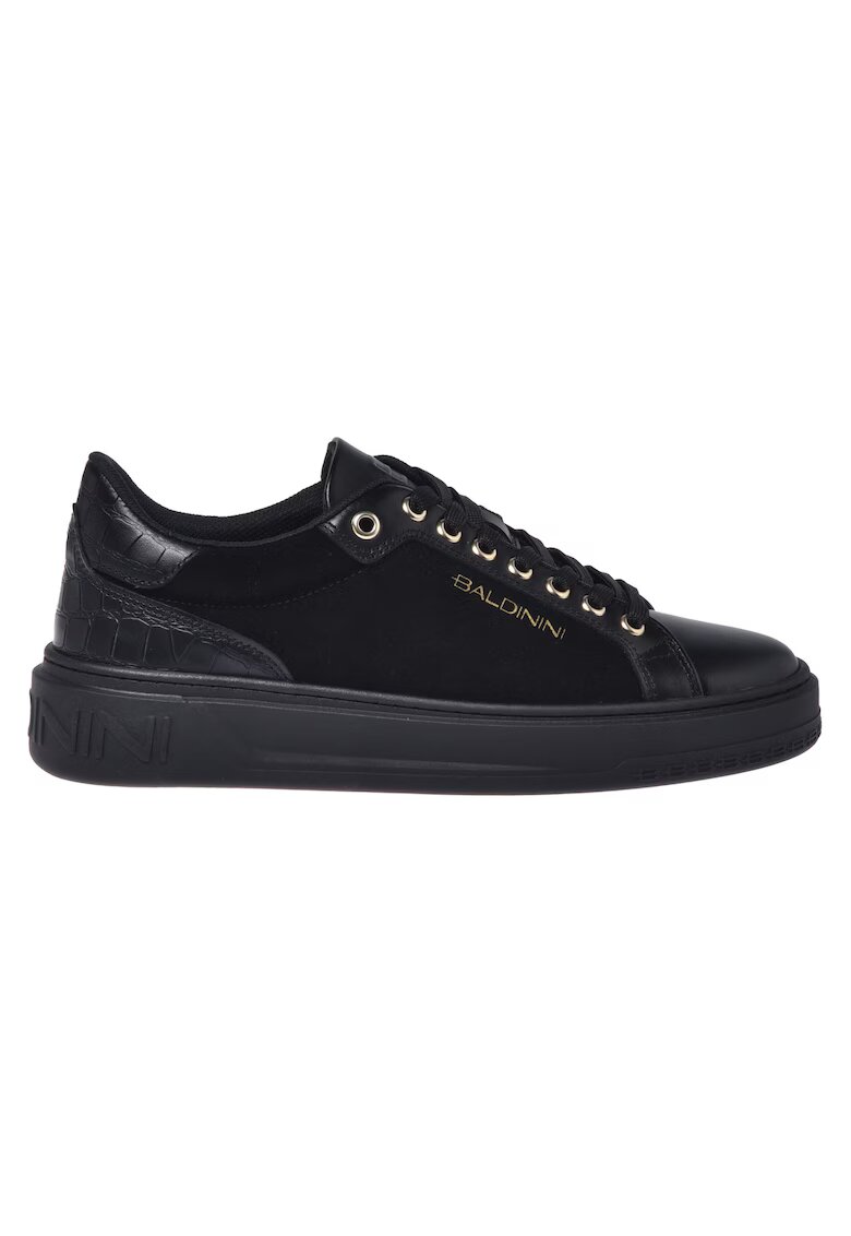 Baldinini Pantofi sport wedge cu garnituri din piele - Negru