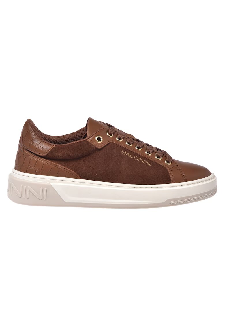Baldinini Pantofi sport wedge din piele si piele intoarsa - Maro