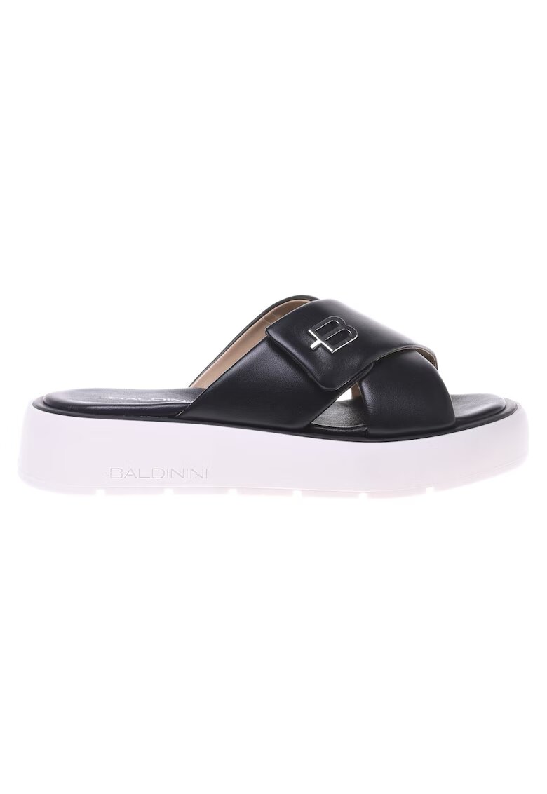 Baldinini Papuci de piele cu logo metalic - Negru