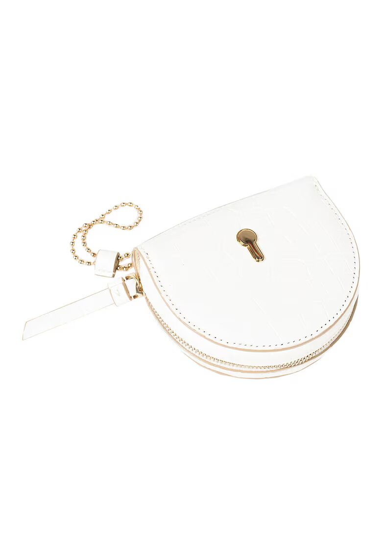 Bally Saszeta Catilyn - alb - 10x10x3 -5cm - din piele naturala - cu detalii aurii