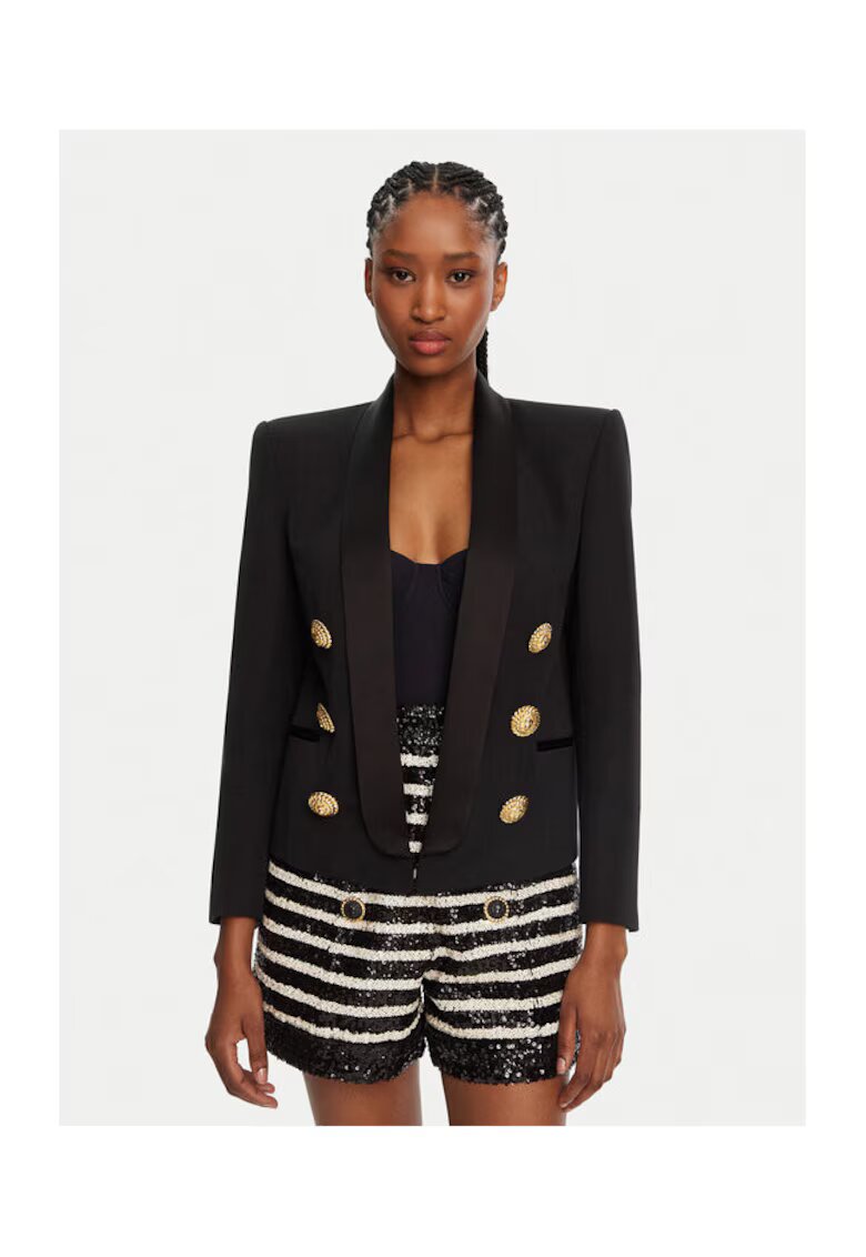 Balmain Sacou Dama - 305313898 - Lana - Negru - Negru