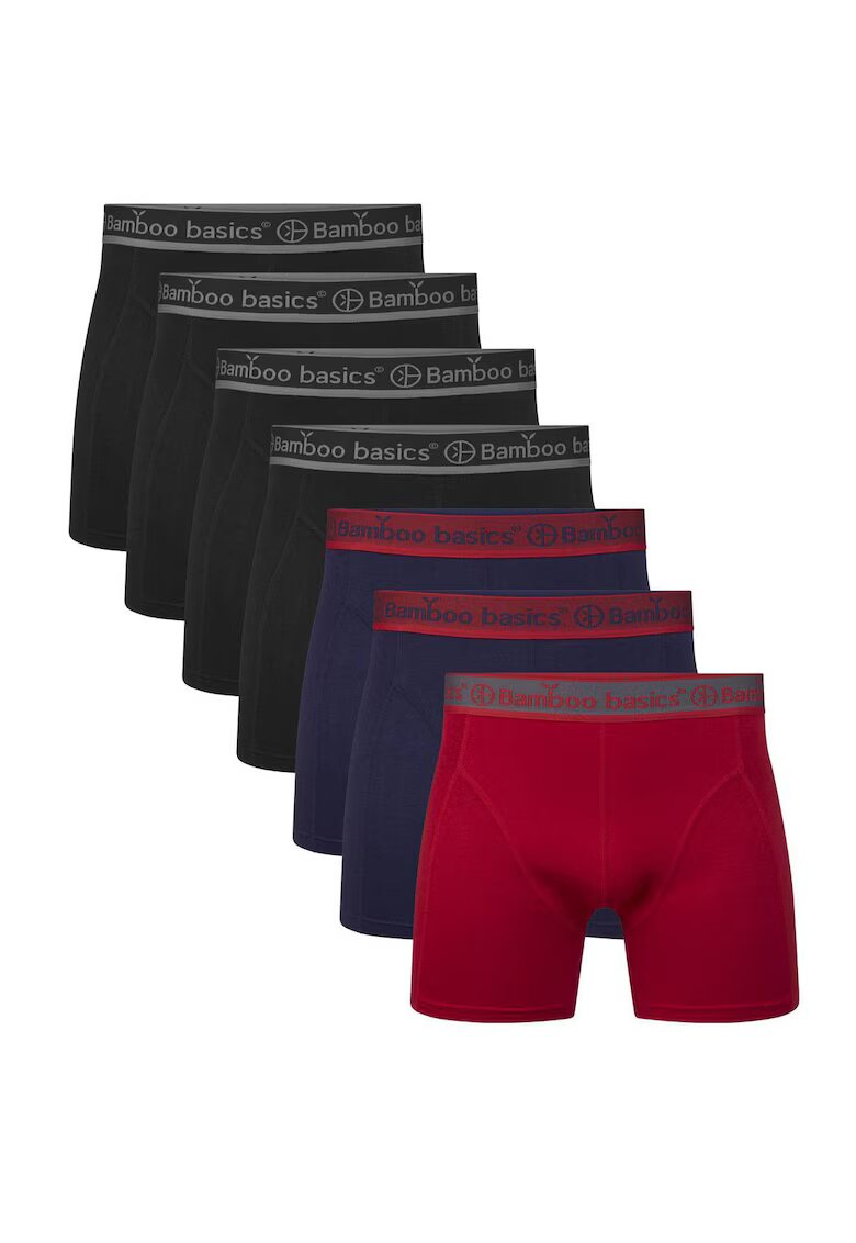 Bamboo Basics Bamboo - Set de boxeri Levi - 7 perechi - Rosu/Negru/Albastru