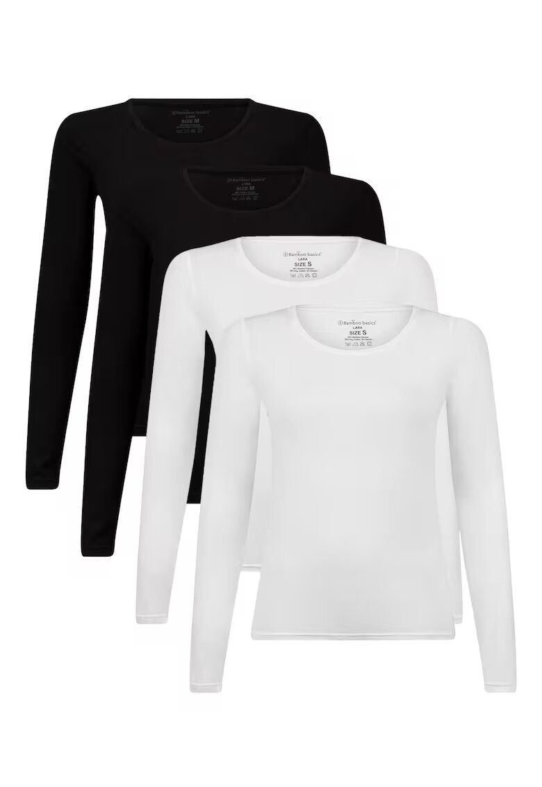 Bamboo Basics Set de bluze cu maneci lungi Lara - 4 perechi - Alb/Negru