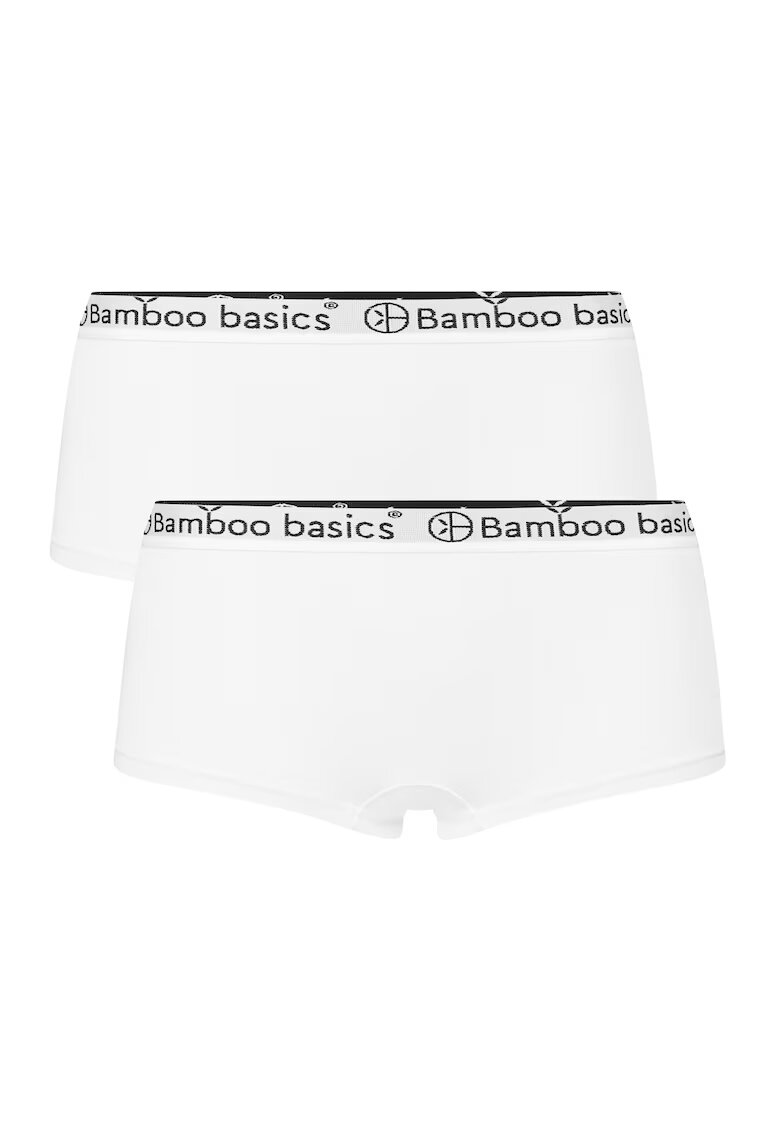 Bamboo Basics Set de boxeri cu banda logo in talie Iris - 2 perechi - Alb