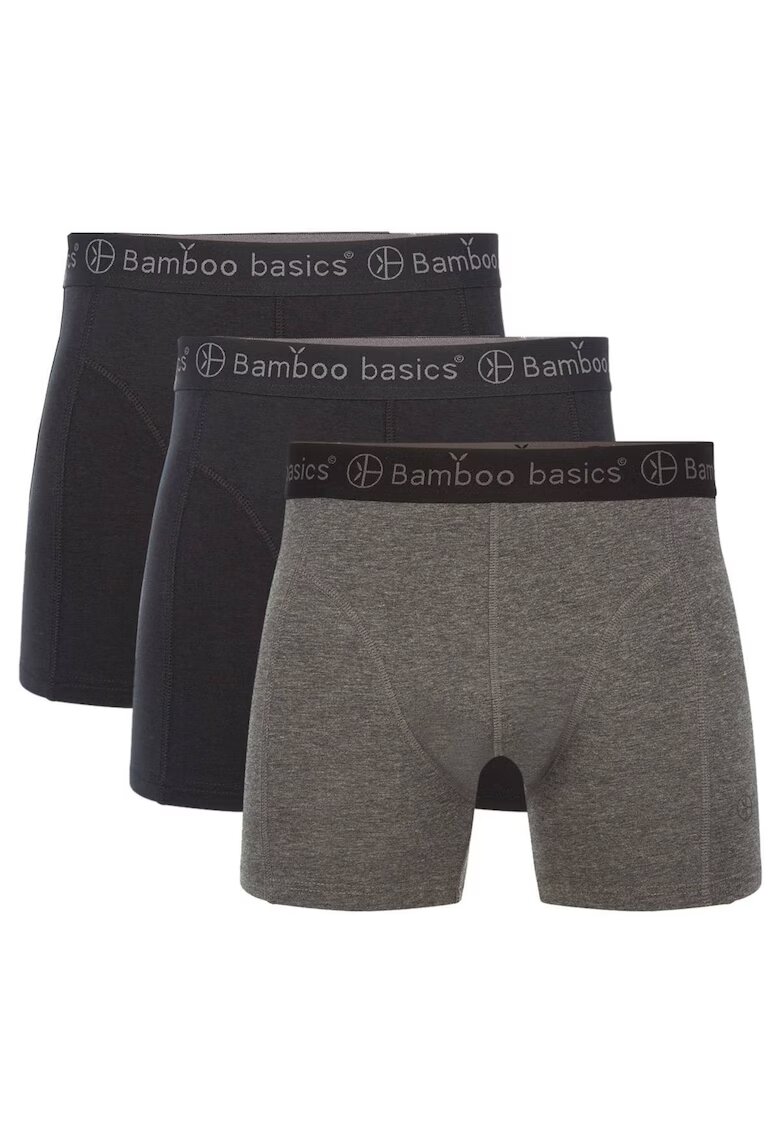 Bamboo Basics Set de boxeri cu banda logo in talie Rico 17071 - 3 perechi - Negru/Gri