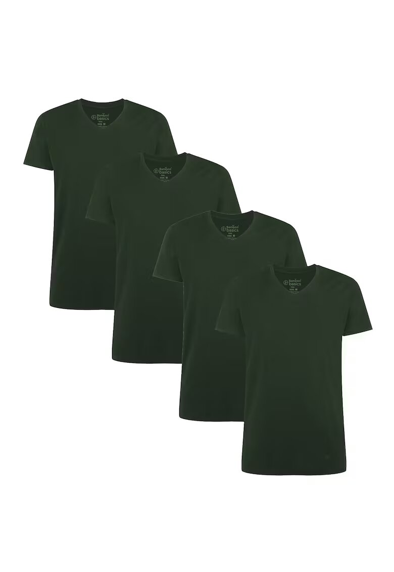Bamboo Basics Set de tricouri cu decolteu in V Velo - 4 piese - Verde
