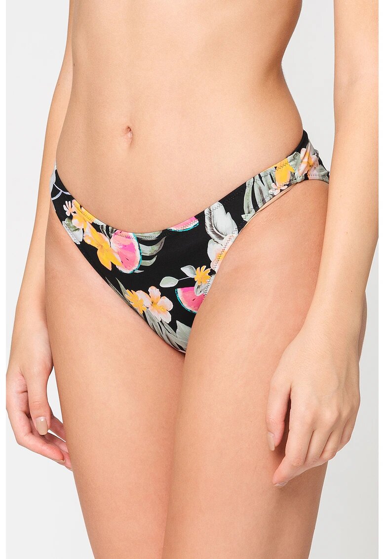 Banana Moon Slip cu model floral Duca - Negru/Verde feriga