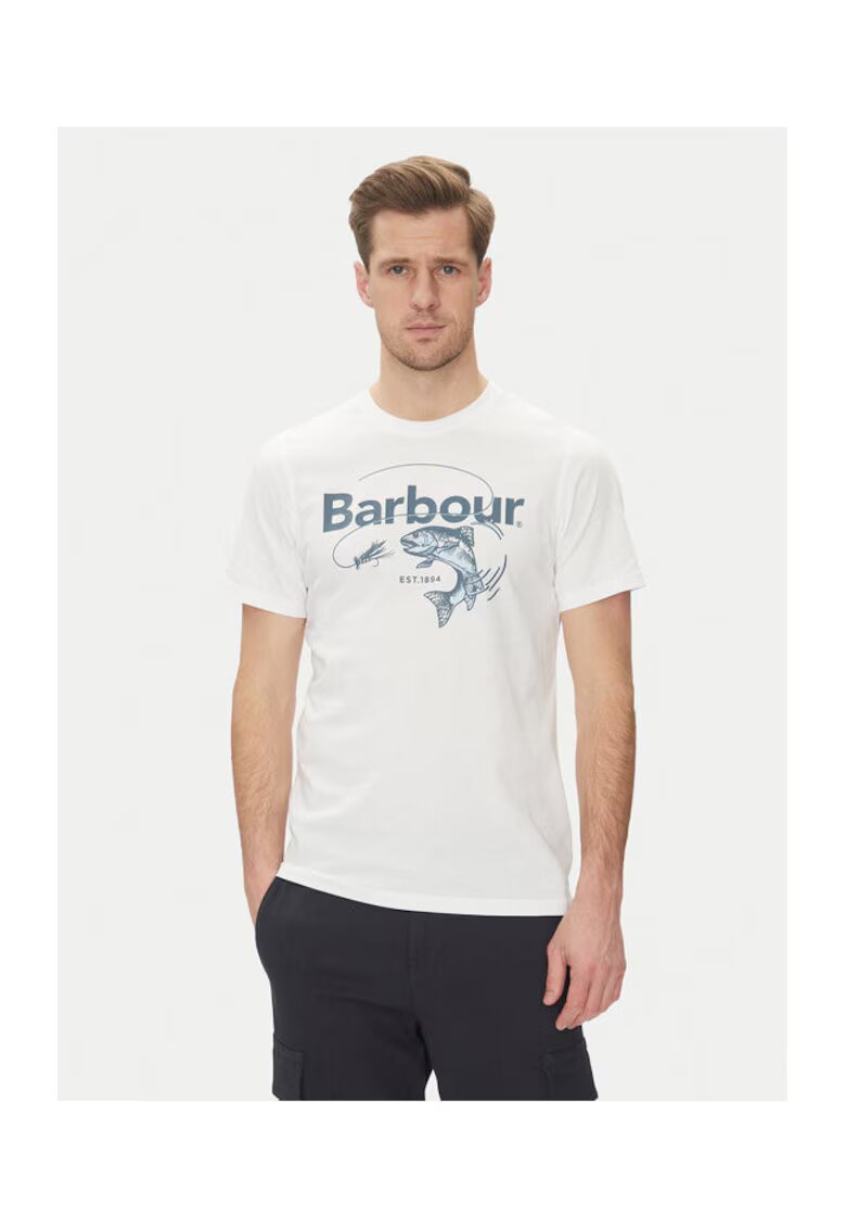 Barbour Tricou barbati MTS1396WH11 - Bumbac - Alb - Alb