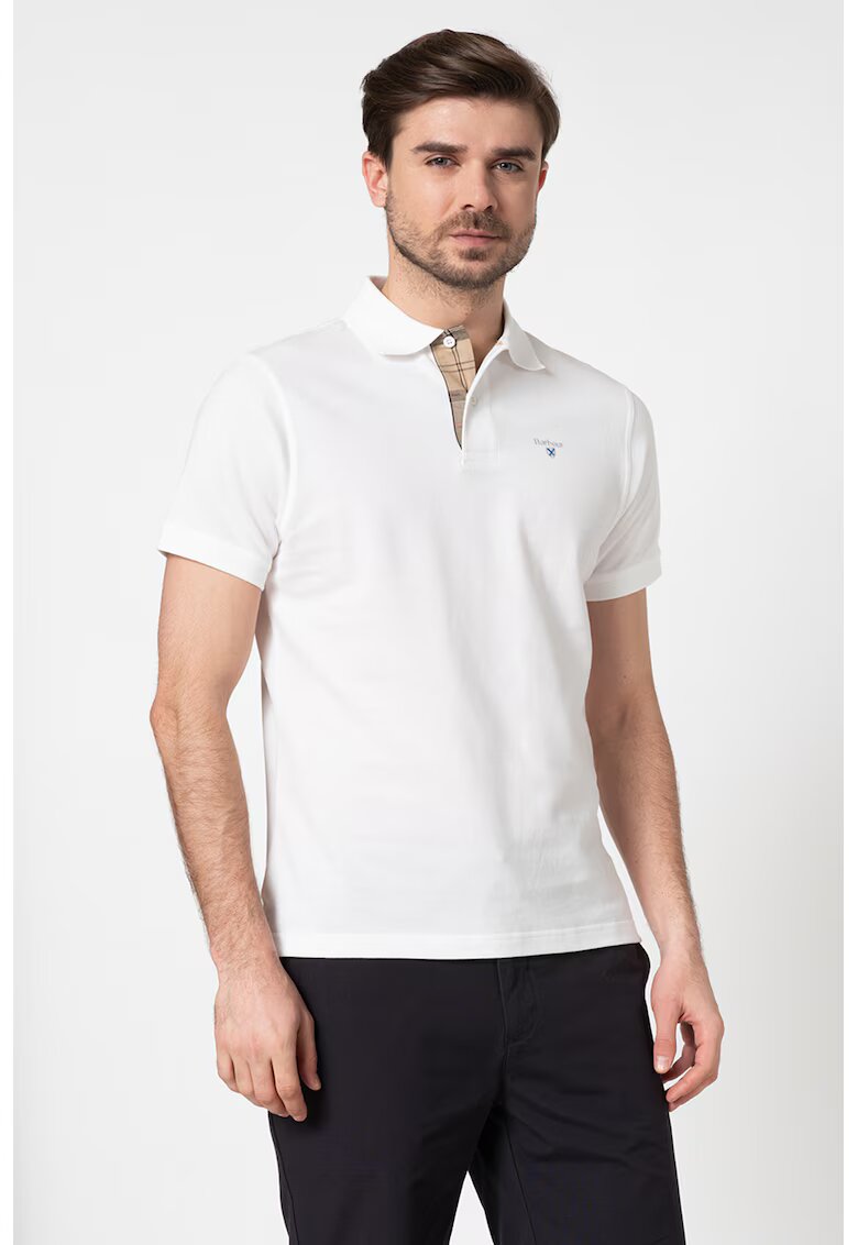 Barbour Tricou polo din pique - Alb