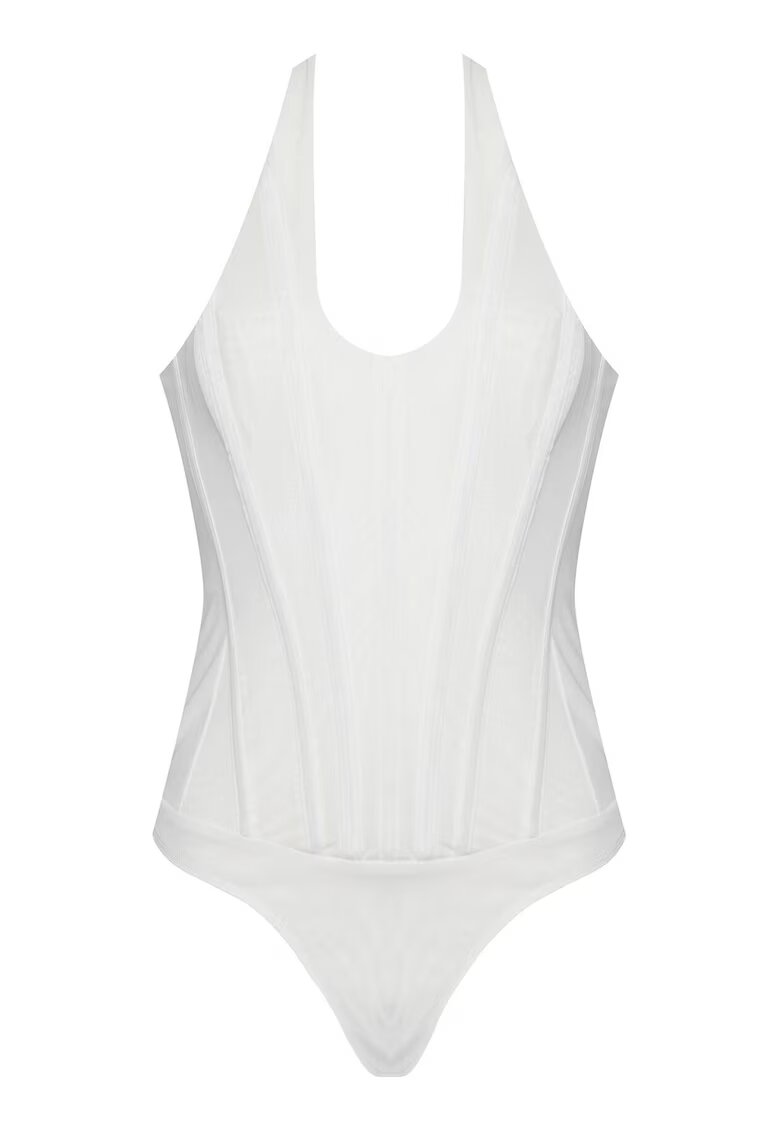 BARDOT Body dama alb - elastic