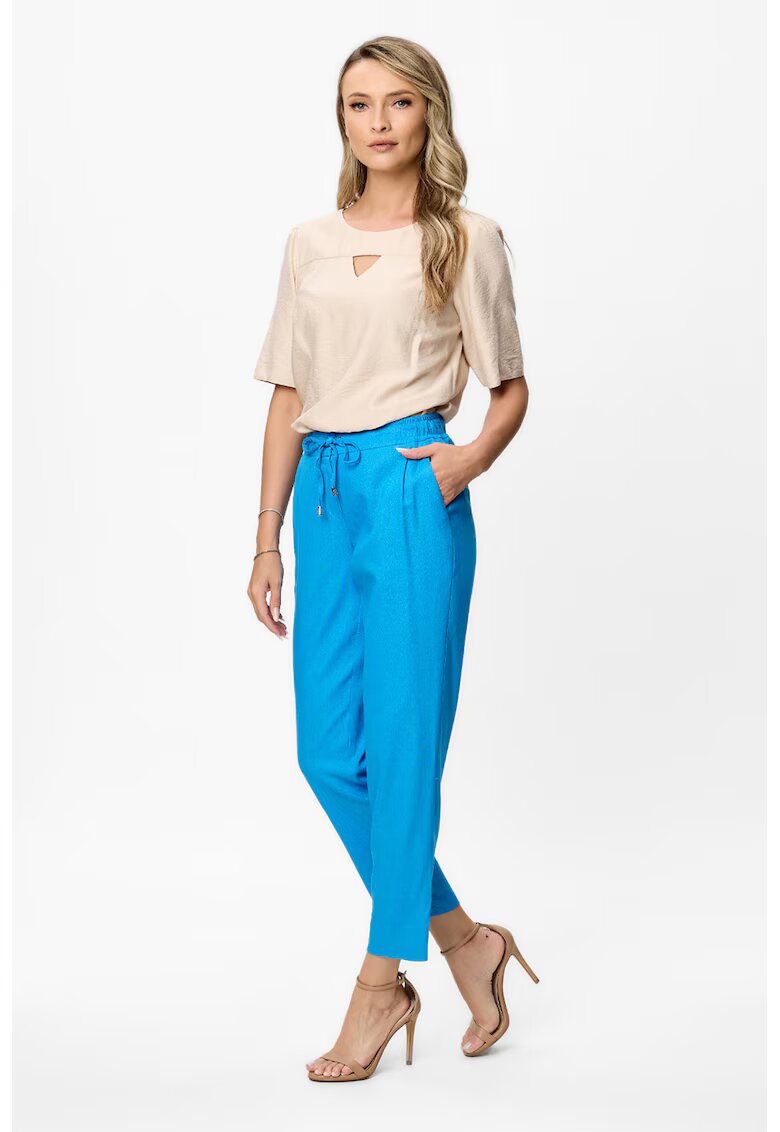 BAROCCA Pantaloni crop cu snur in talie Susai - Albastru deschis