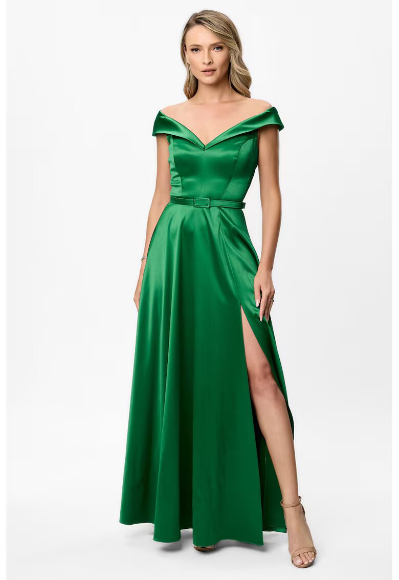 BAROCCA Rochie cu decolteu pe umeri si slit lateral adanc - Verde