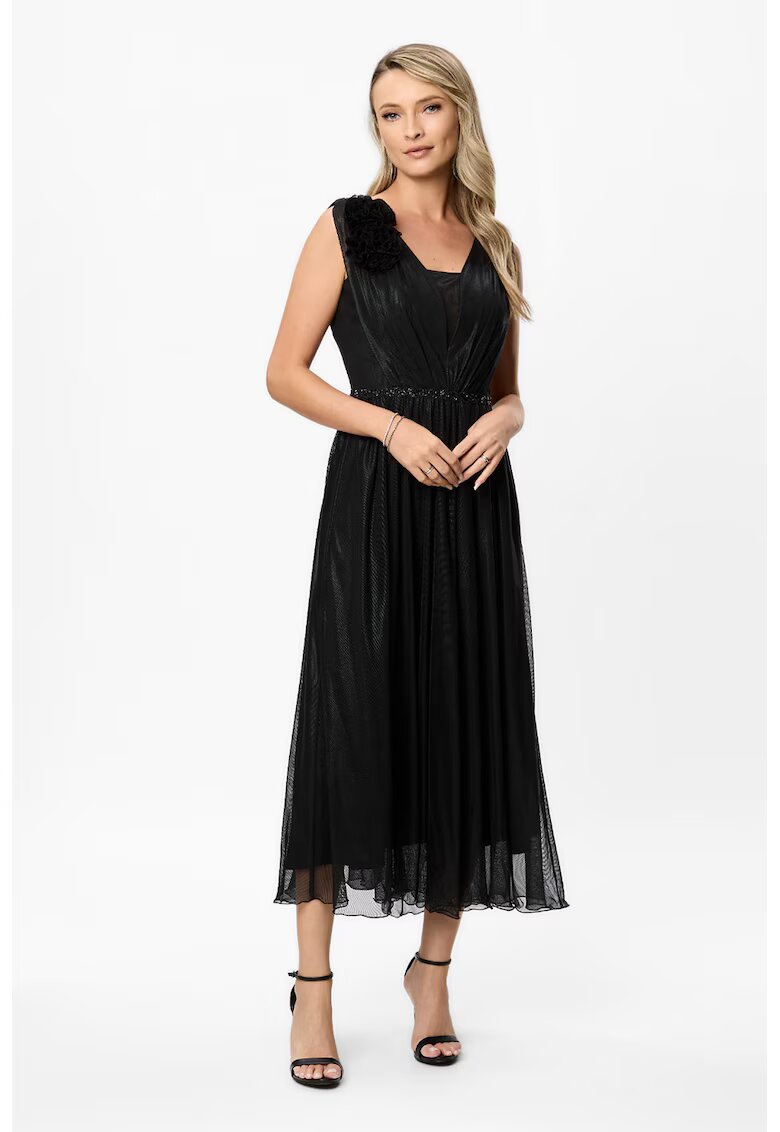 BAROCCA Rochie midi cu aplicatii florale - Negru