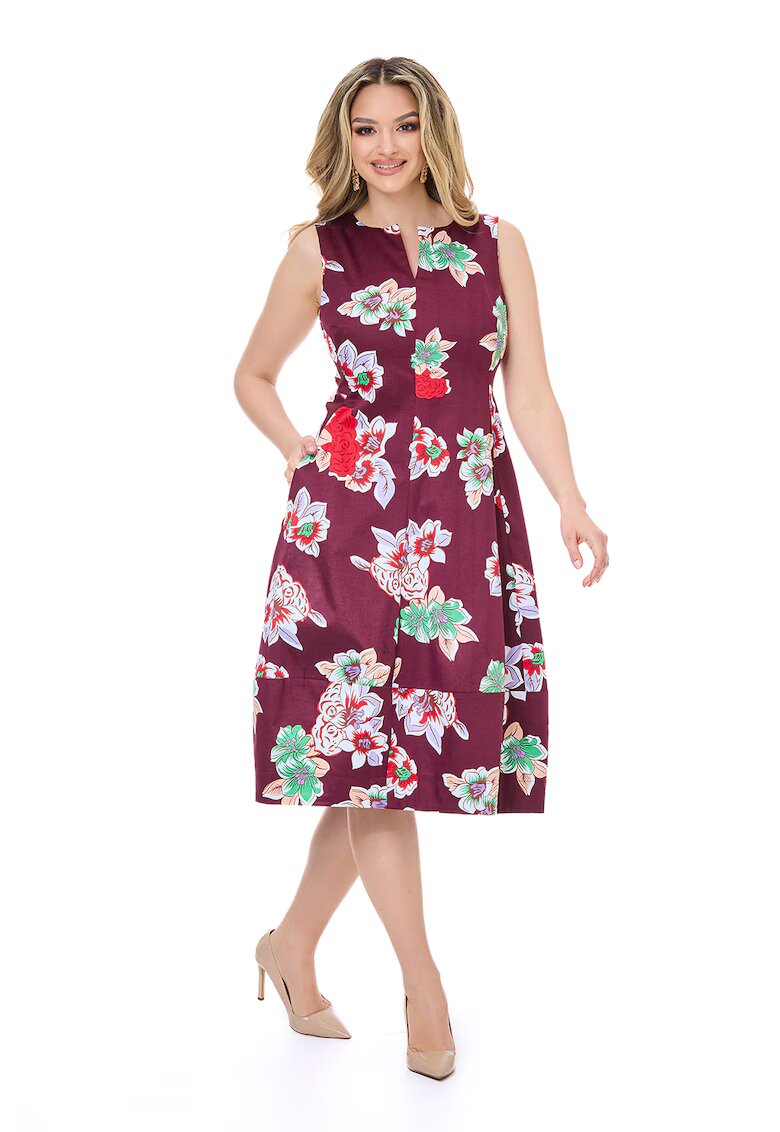 BAROCCA Rochie midi cu buzunare laterale - Rosu/Verde/Roz