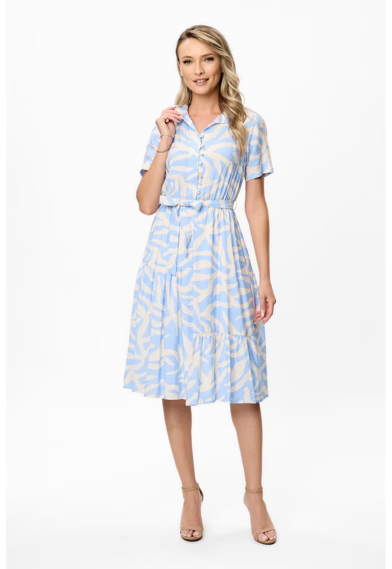 BAROCCA Rochie midi cu model Ellia - Albastru/Bej deschis