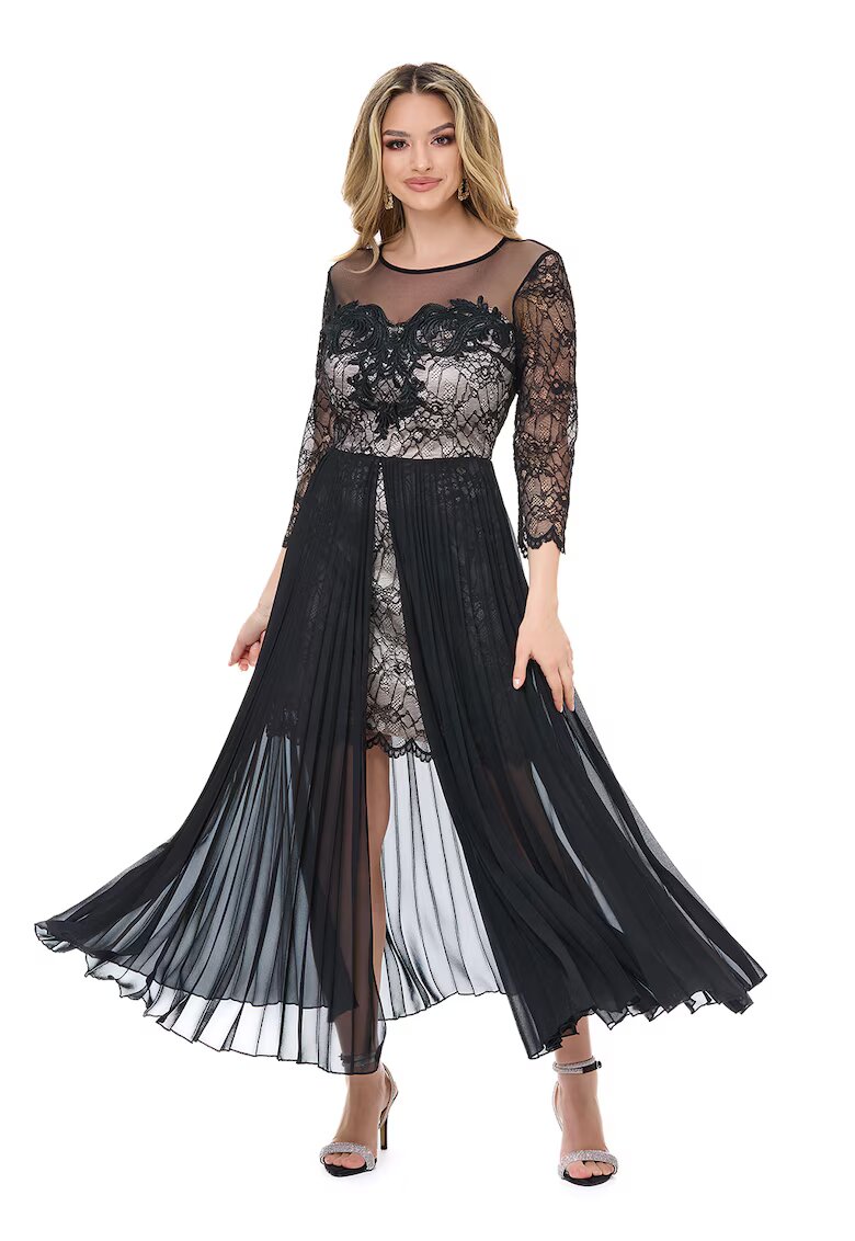 BAROCCA Rochie mini cu strat exterior cu pliuri - Negru