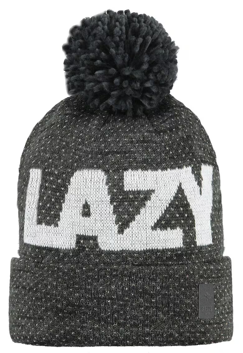 Barts Caciula din amestec de lana cu ciucure si model text Lazy 17321 - Gri inchis