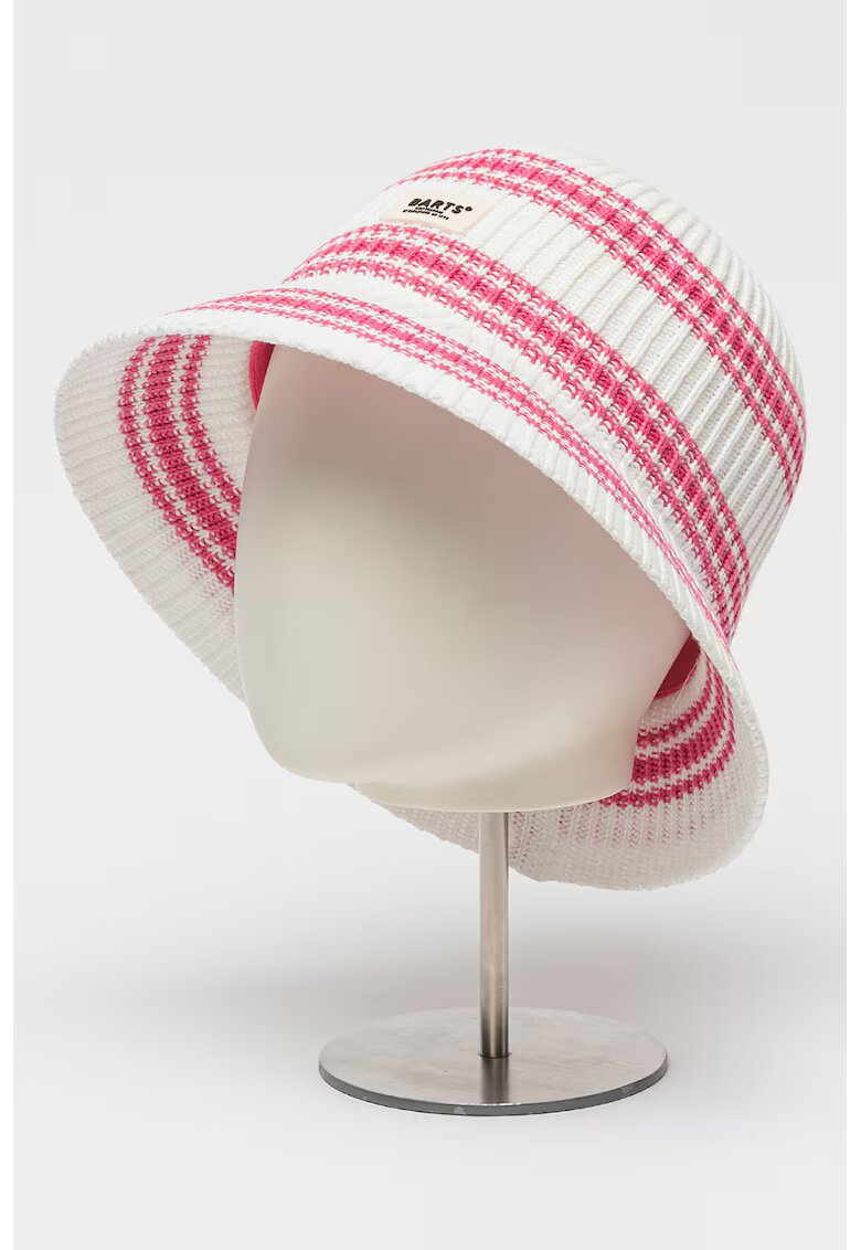 Barts Palarie bucket cu model in dungi Fijis - Alb/Roz zmeuriu