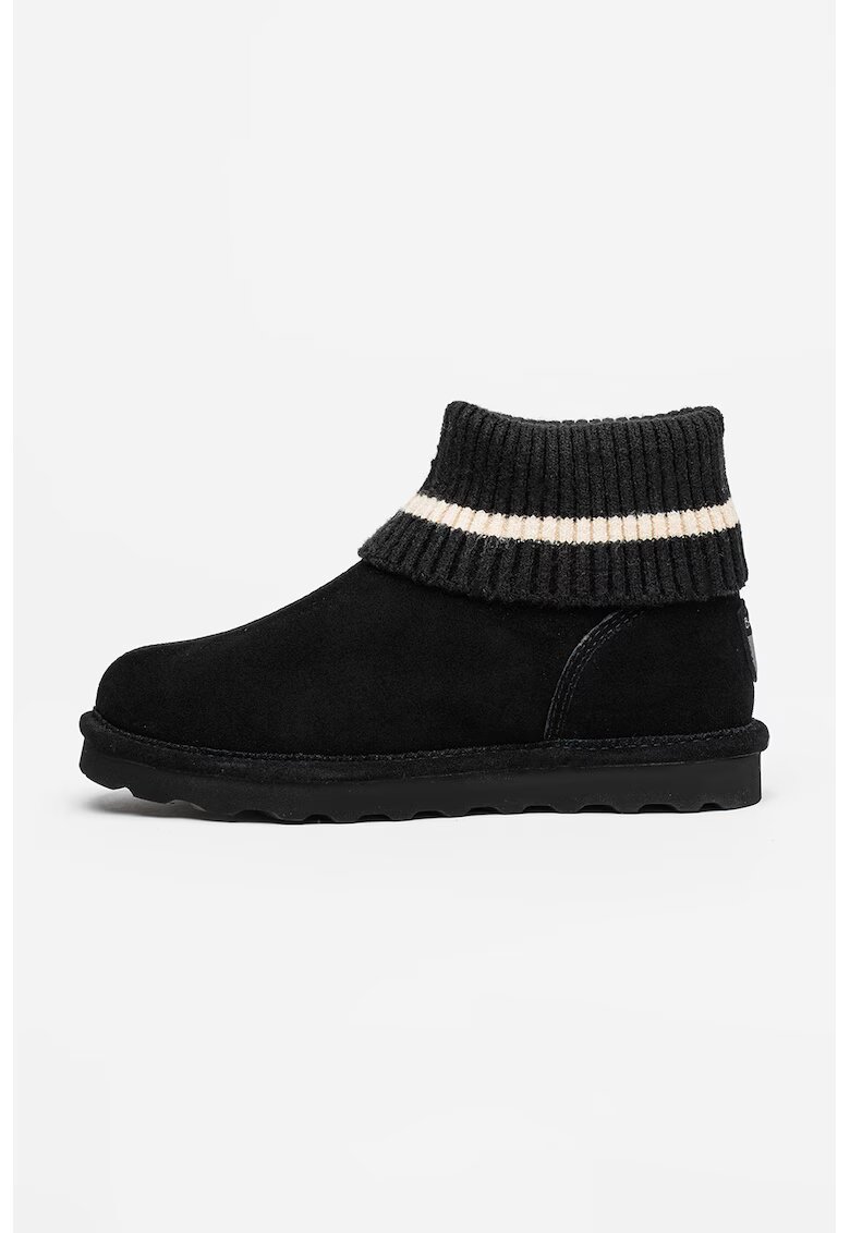 BEARPAW Ghete slip-on din piele intoarsa - Negru stins/Alb murdar