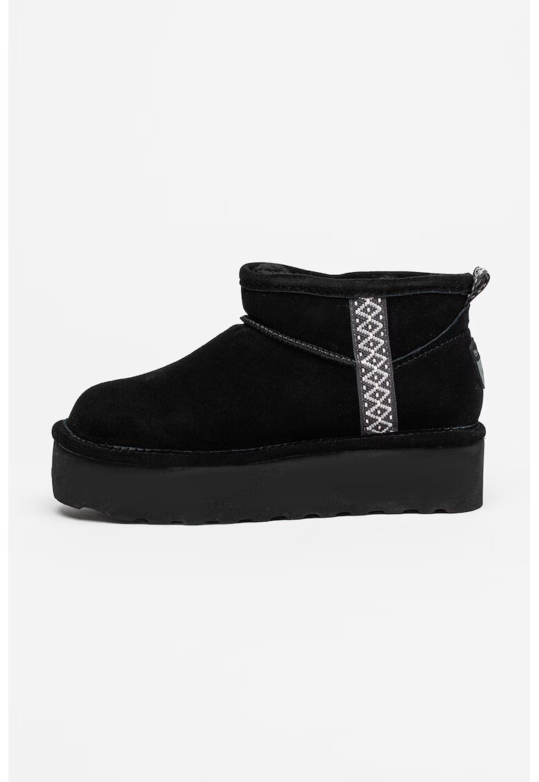 BEARPAW Ghete slip-on flatform din piele intoarsa - Alb/Negru/Albastru azur