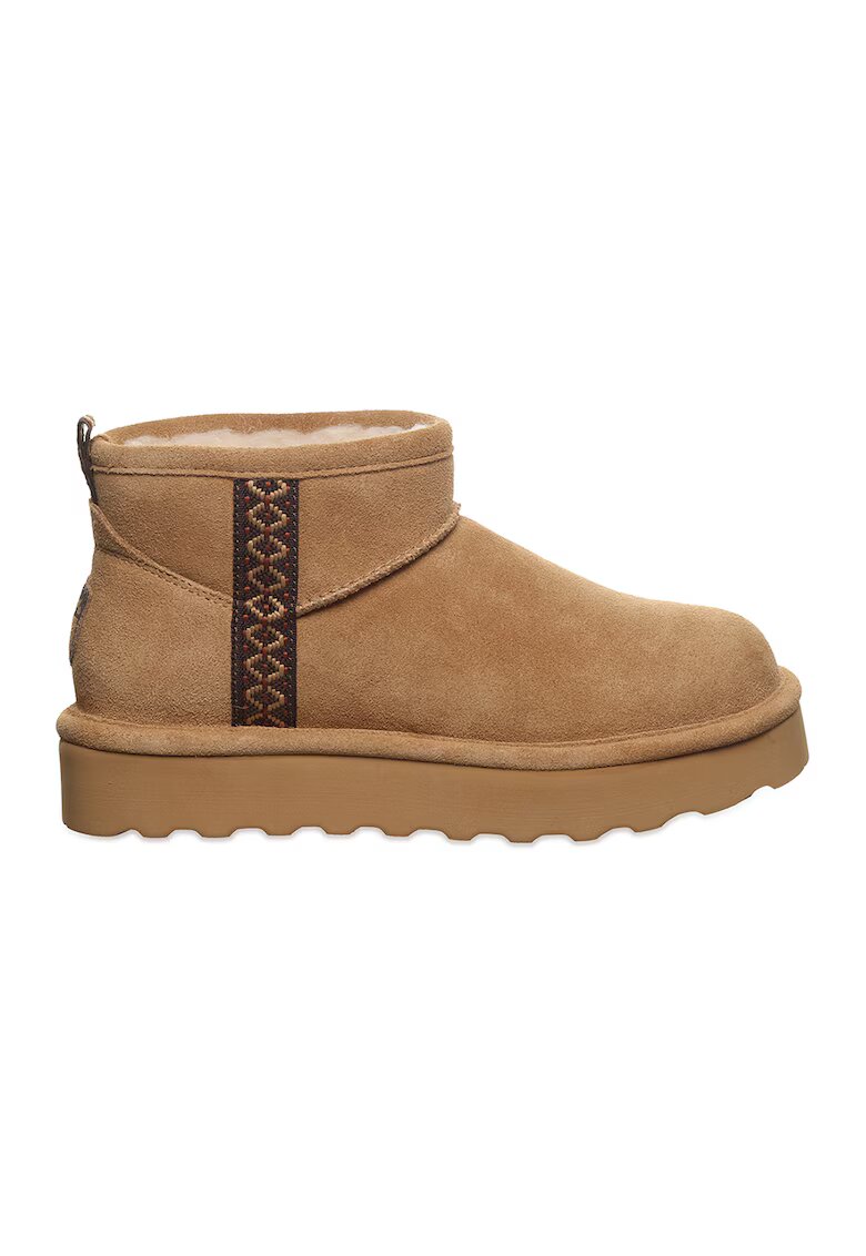 BEARPAW Ghete slip-on flatform din piele intoarsa - Maro inchis/Maro nisip