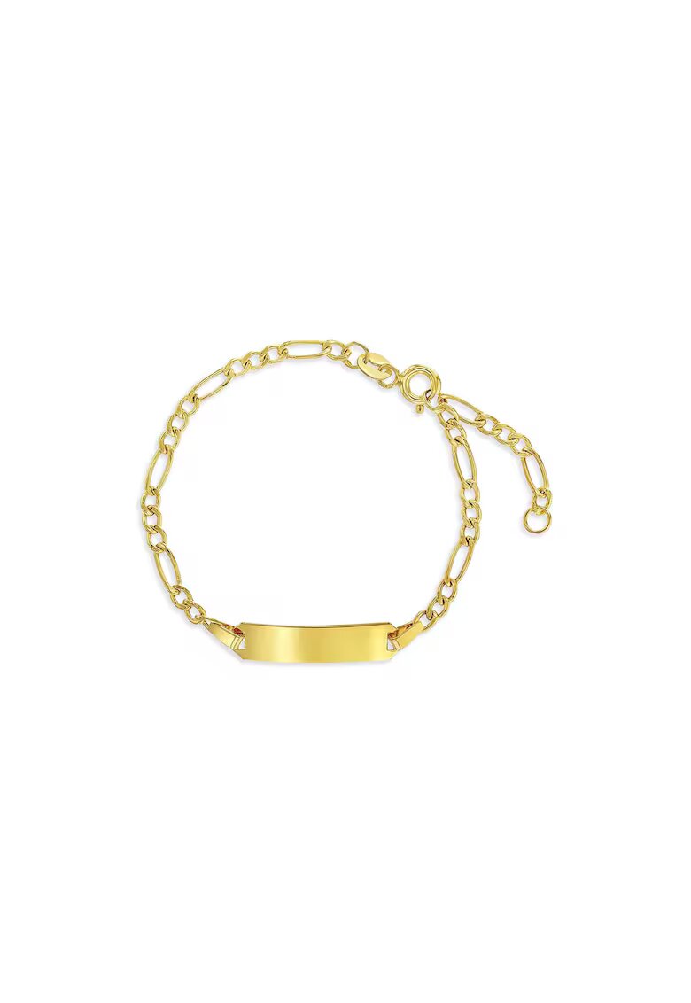 Bebe Gold Bratara Aur 14K pentru Copii si Bebelusi - model Figaro cu Placuta Gravabila si Personalizabila
