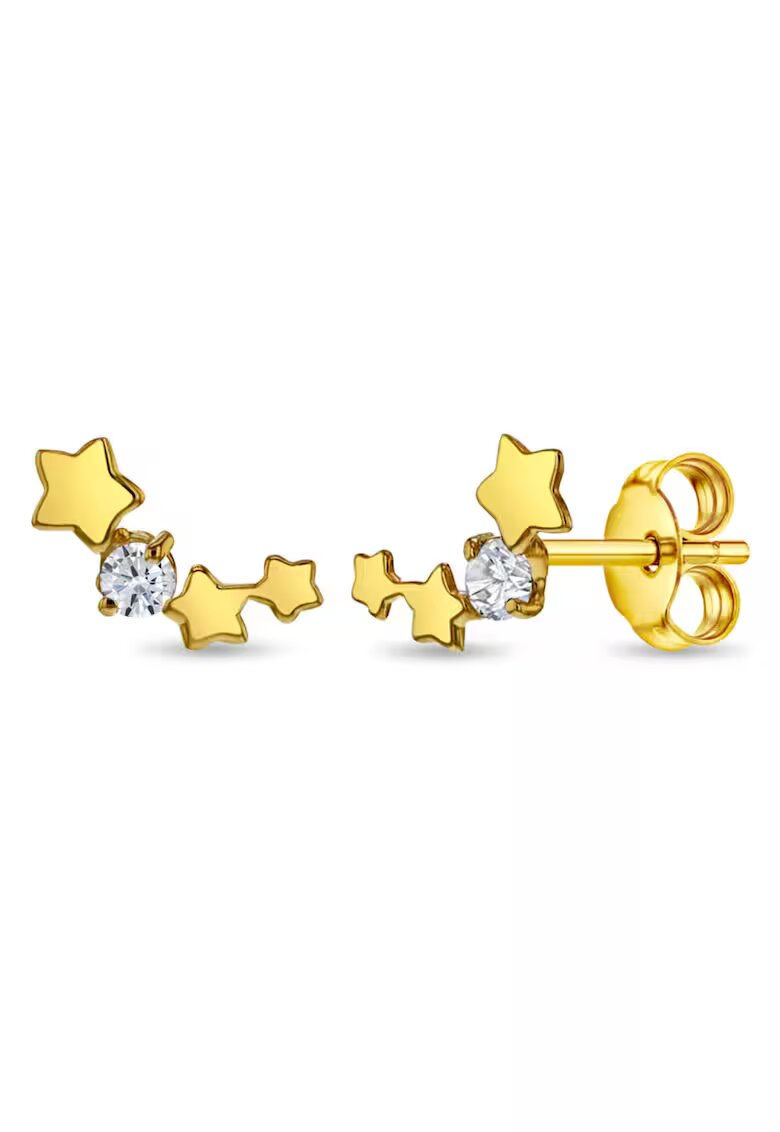 Bebe Gold Cercei din Aur 14K pentru Adolescenti / Adulti - model Constelatie cu Pietre CZ - inchidere cu Fluturas