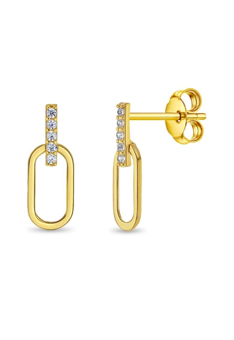 Bebe Gold Cercei din Aur 14K pentru Adolescenti - model Agrafa cu Cubic Zirconia Transparent - inchidere cu Fluturas