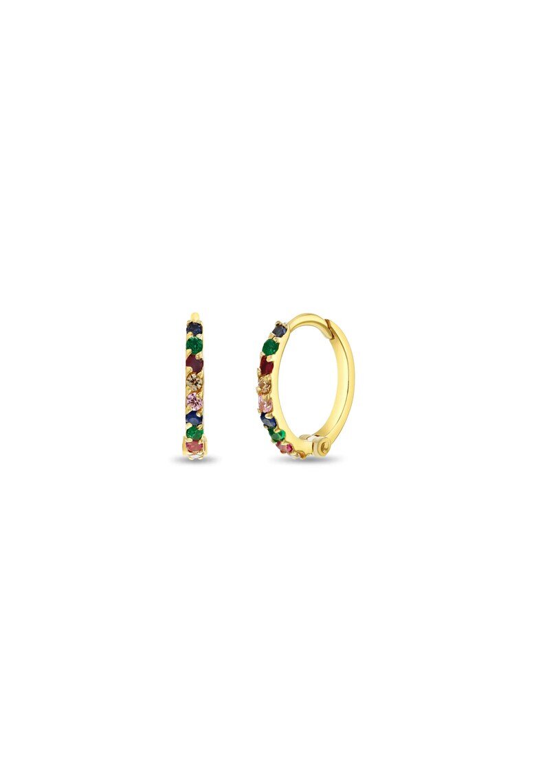 Bebe Gold Cercei din Aur 14K pentru Copii - model Rotund cu Pietre CZ Multicolor - inchidere cu Tortita