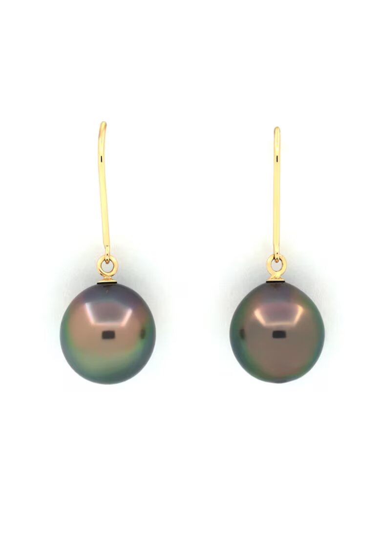 Bebe Gold Pereche Cercei din Aur 14k cu Perle de Tahiti Autentice - Semi-Rotunde - 10mm - calitate AA