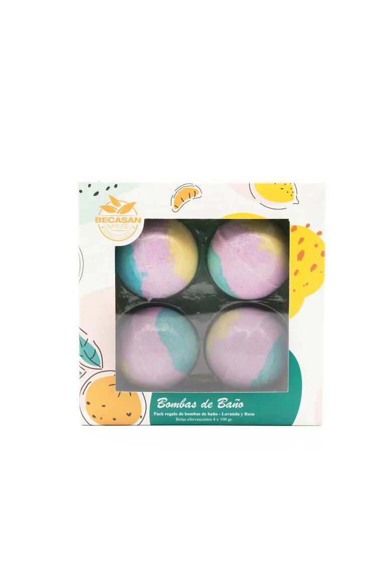 Becasan Nature Set cadou bile de baie cu parfum de lavanda si trandafir - 4 x 100 gr
