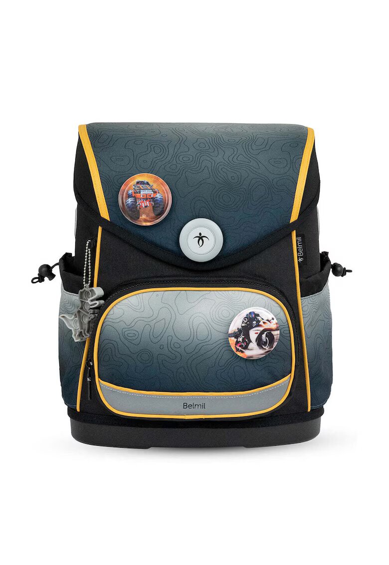 Belmil Rucsac ergonomic cu partea din spate dublata Compact Plus - Negru/Galben