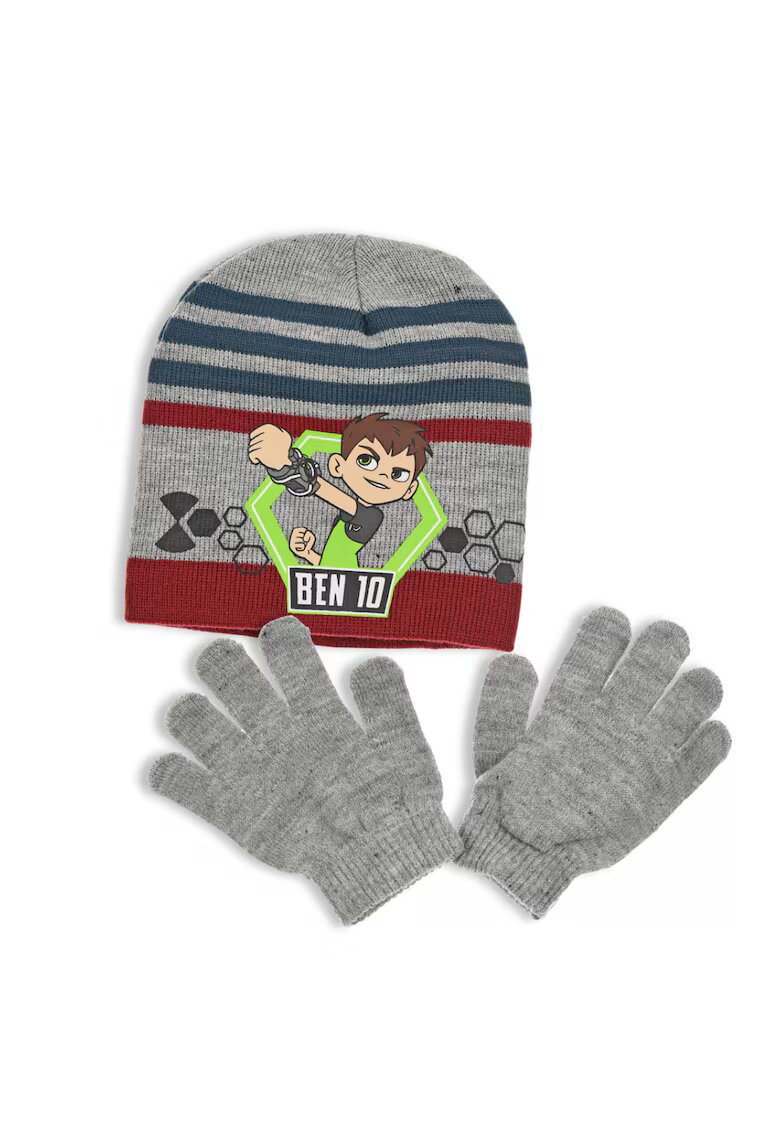 Ben 10 Set caciula si manusi - 2 piese - baieti - - Visiniu/Gri