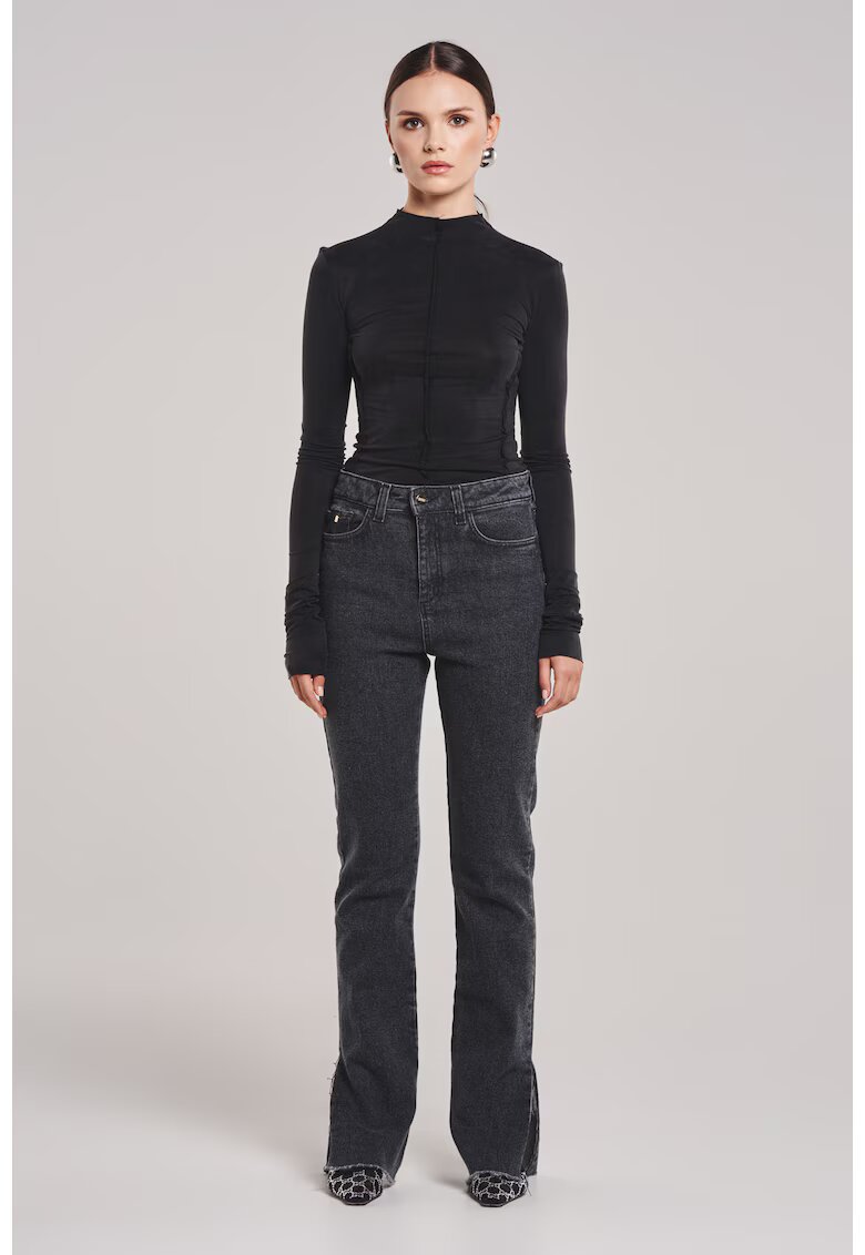 Benu Bluza Neagra cu Guler Inalt din Cupro - Negru